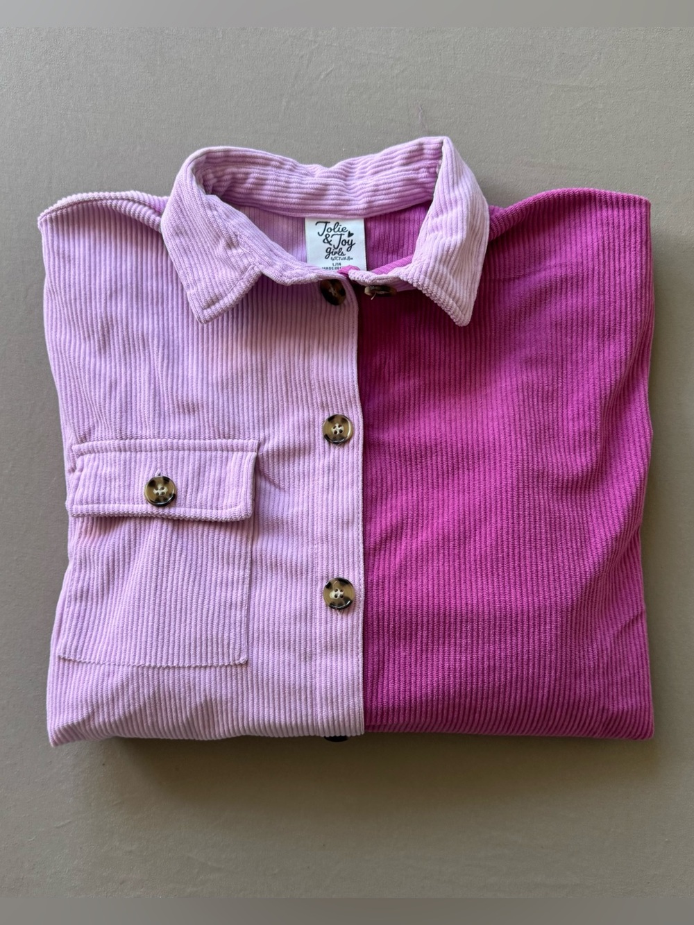 Jolie & Joy Colorblock Corduroy Shirt Jacket